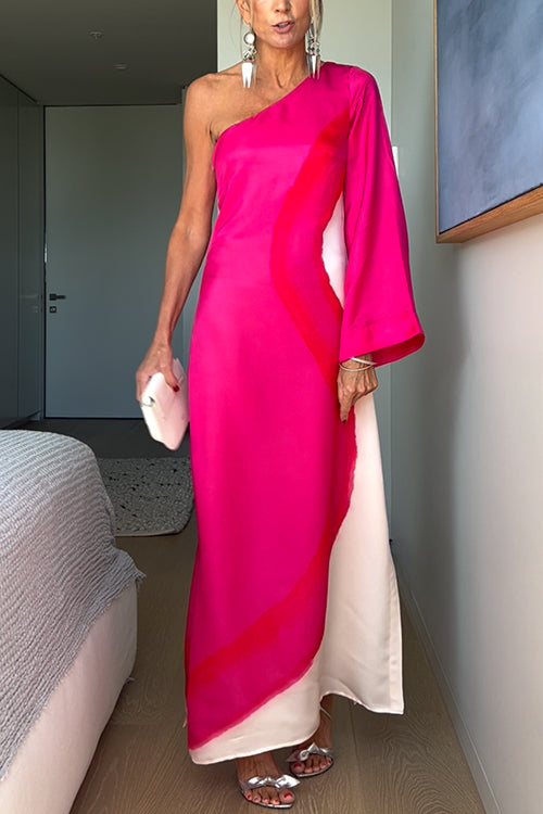 Clarene™ | One Shoulder Long Sleeve Maxi Dress
