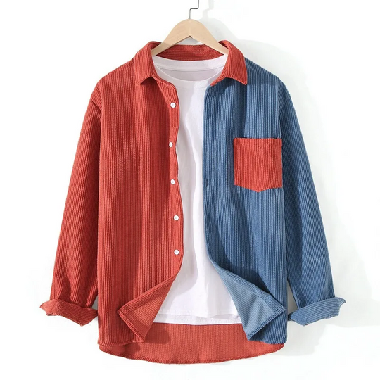 Quin™ | Splice Corduroy Button-Up Shirt