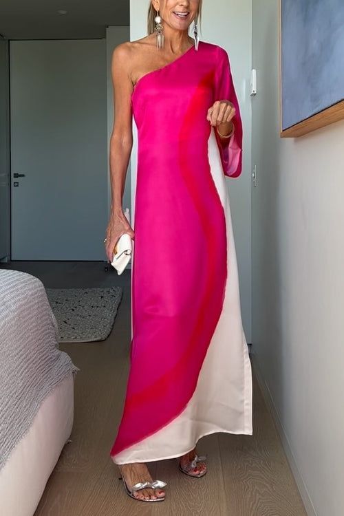 Clarene™ | One Shoulder Long Sleeve Maxi Dress