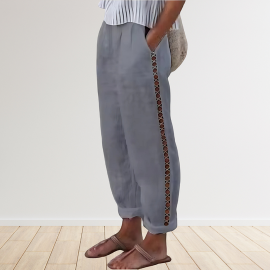 Joanne High-Waisted Cotton-Linen Pants