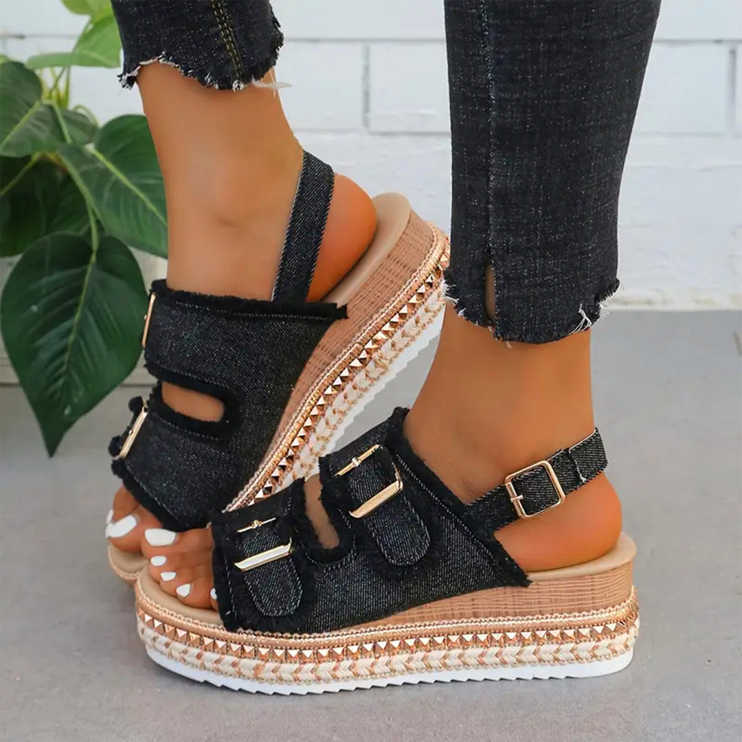 Ella - Casual Denim Wedges