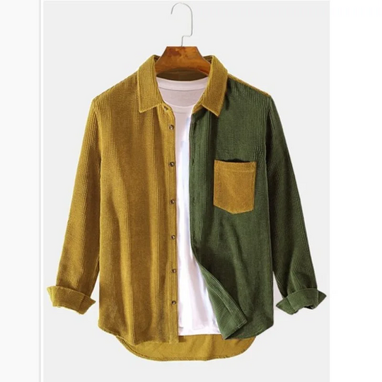 Quin™ | Splice Corduroy Button-Up Shirt