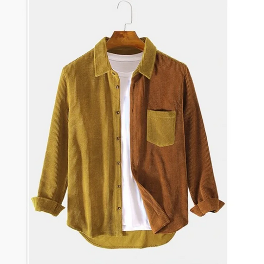 Quin™ | Splice Corduroy Button-Up Shirt