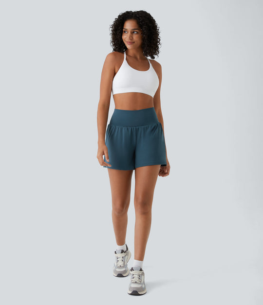 Elevate™ | High-Waisted 2-in-1 Yoga Shorts with Back and Side Pockets