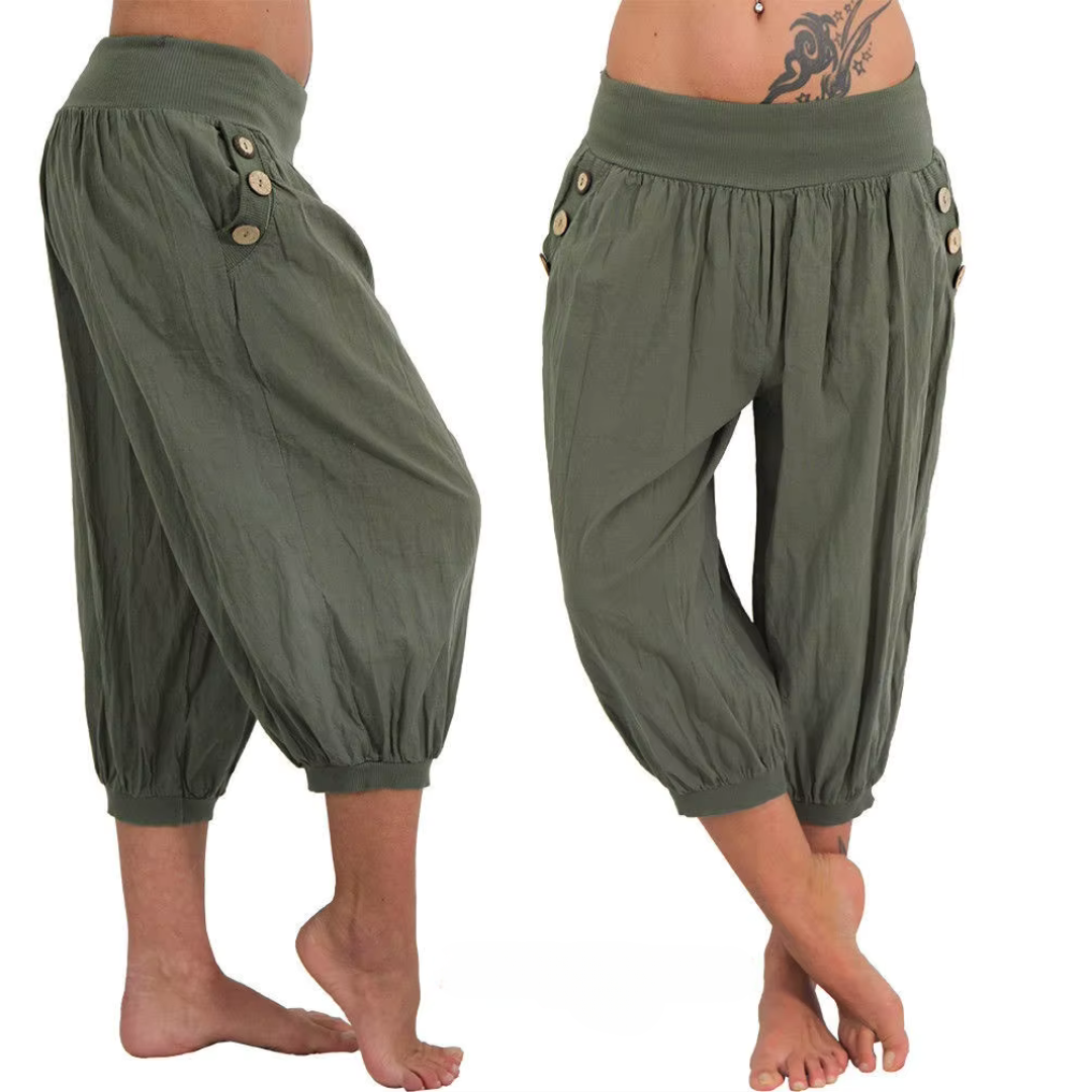 Laura Wide-Leg Cotton-Linen Summer Pants