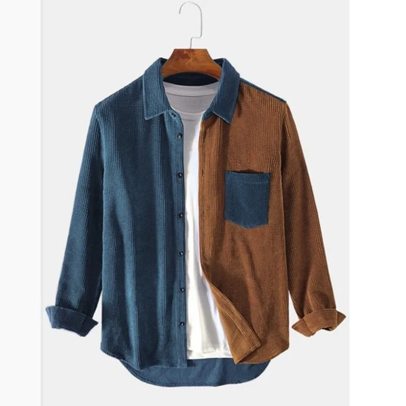 Quin™ | Splice Corduroy Button-Up Shirt