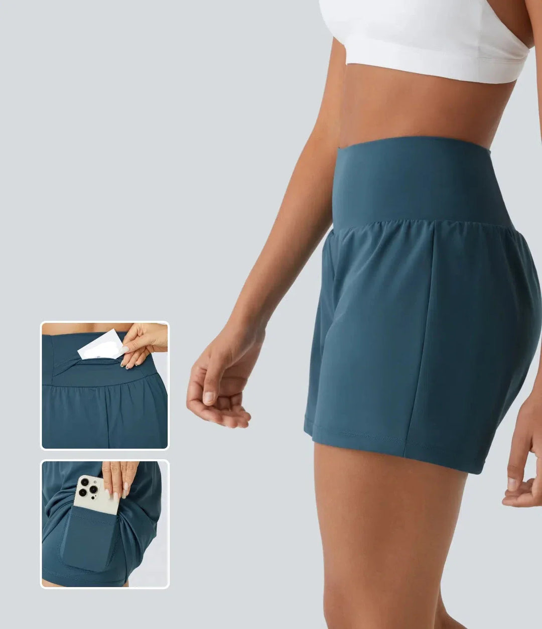 Elevate™ | High-Waisted 2-in-1 Yoga Shorts with Back and Side Pockets