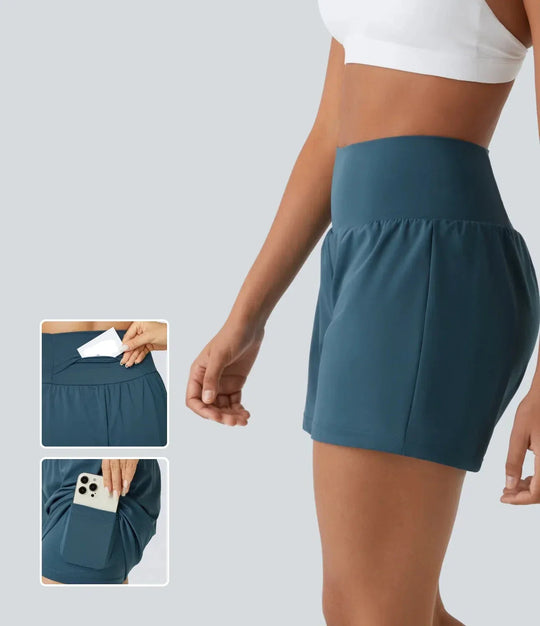 Elevate™ | High-Waisted 2-in-1 Yoga Shorts with Back and Side Pockets