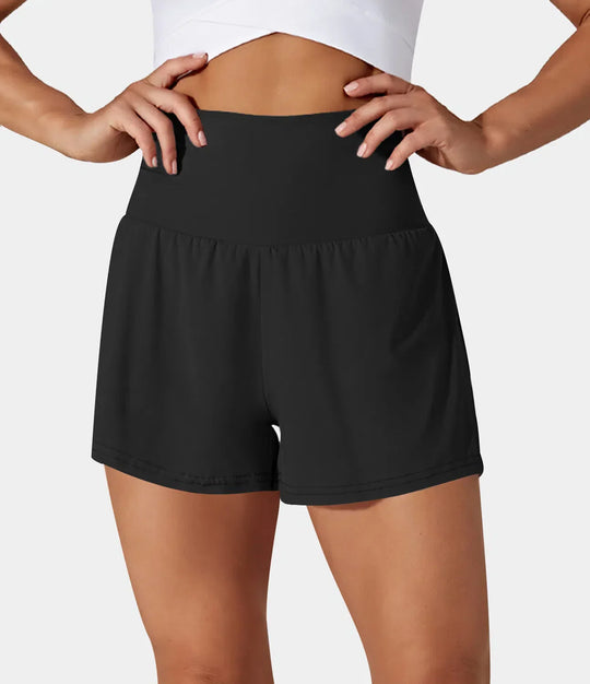 Elevate™ | High-Waisted 2-in-1 Yoga Shorts with Back and Side Pockets