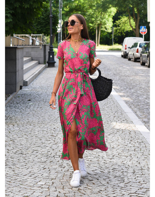 Avira™ | Floral Wrap Midi Dress