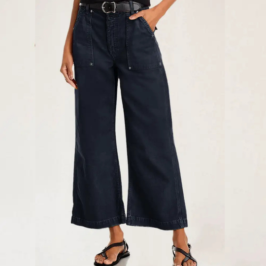 Vessa™ | Flap Pocket Back Mid Waist Crop Pants Without Belt