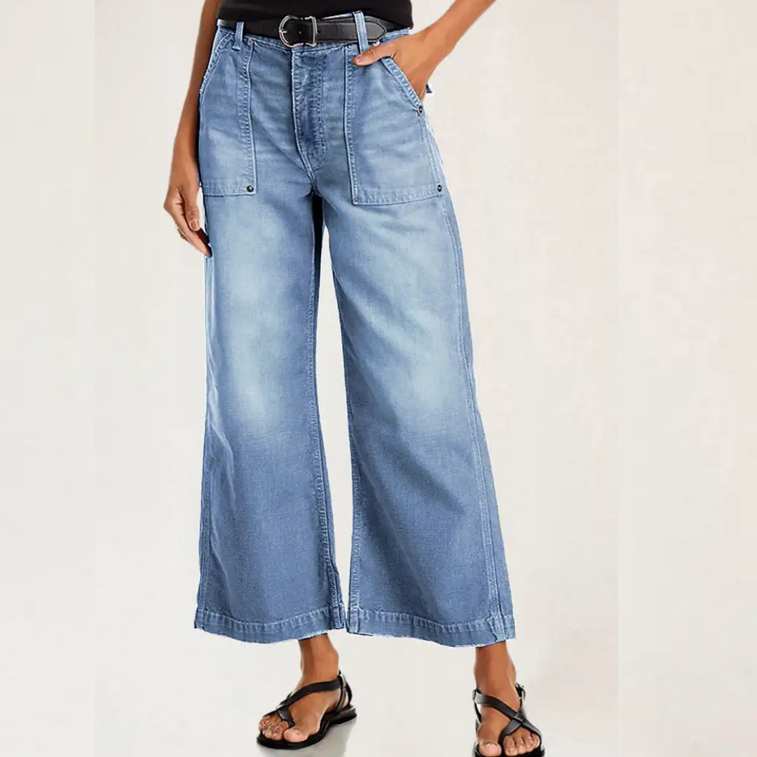 Vessa™ | Flap Pocket Back Mid Waist Crop Pants Without Belt