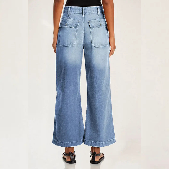 Vessa™ | Flap Pocket Back Mid Waist Crop Pants Without Belt