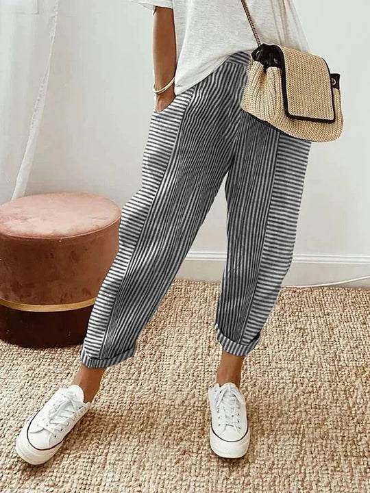 Senay Striped Cotton Pants