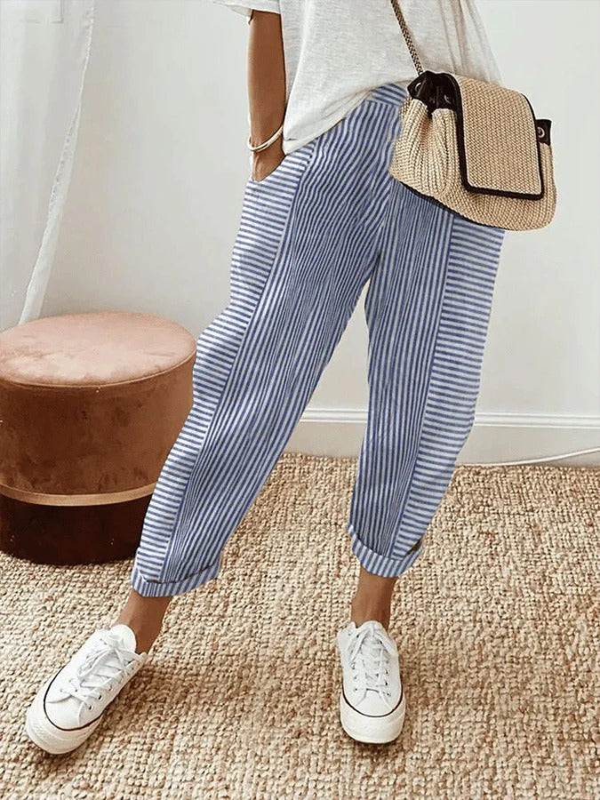 Senay Striped Cotton Pants
