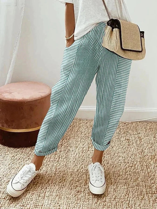 Senay Striped Cotton Pants