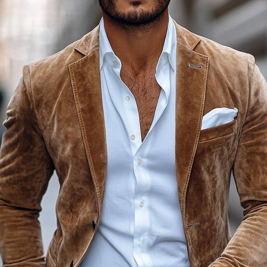 Zevran™ | Plain Two-Button Suede Blazer