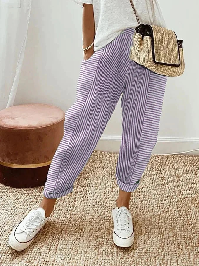 Senay Striped Cotton Pants