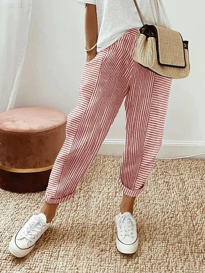 Senay Striped Cotton Pants