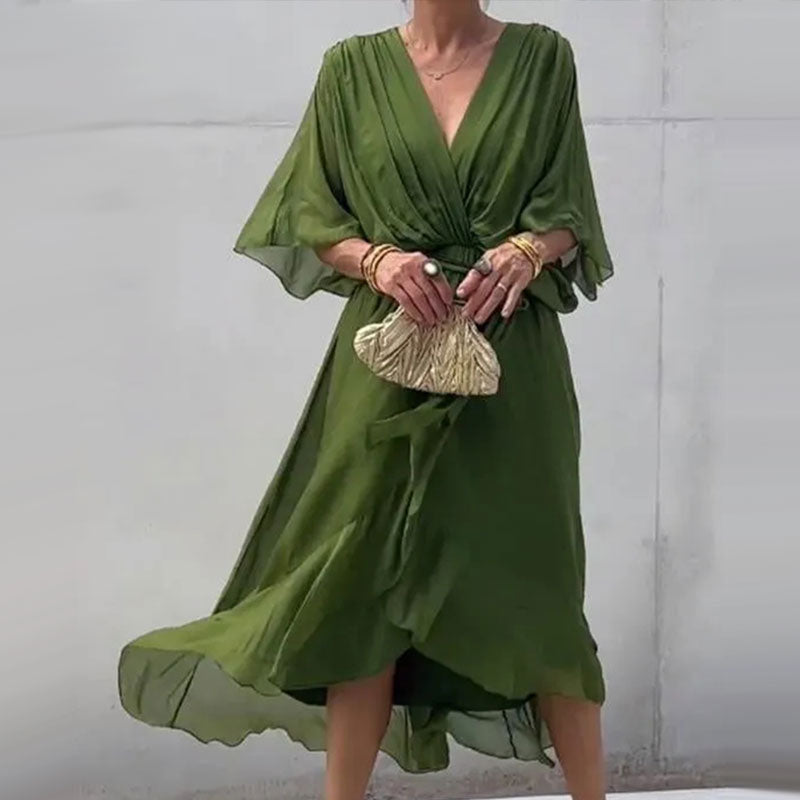 NIRA™ | V-NECK MIDI DRESS